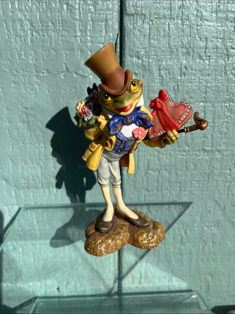 Whimsical Frog Gentleman Ceramic Figurine in Yellow Coat